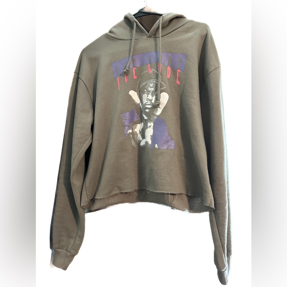Olive/Gray Ice Cube Crop Hoodie